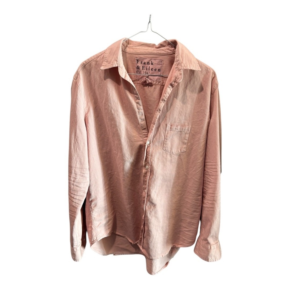 Frank Eileen Pink Washed Cotton Button Down Shirt Womens Size Medium